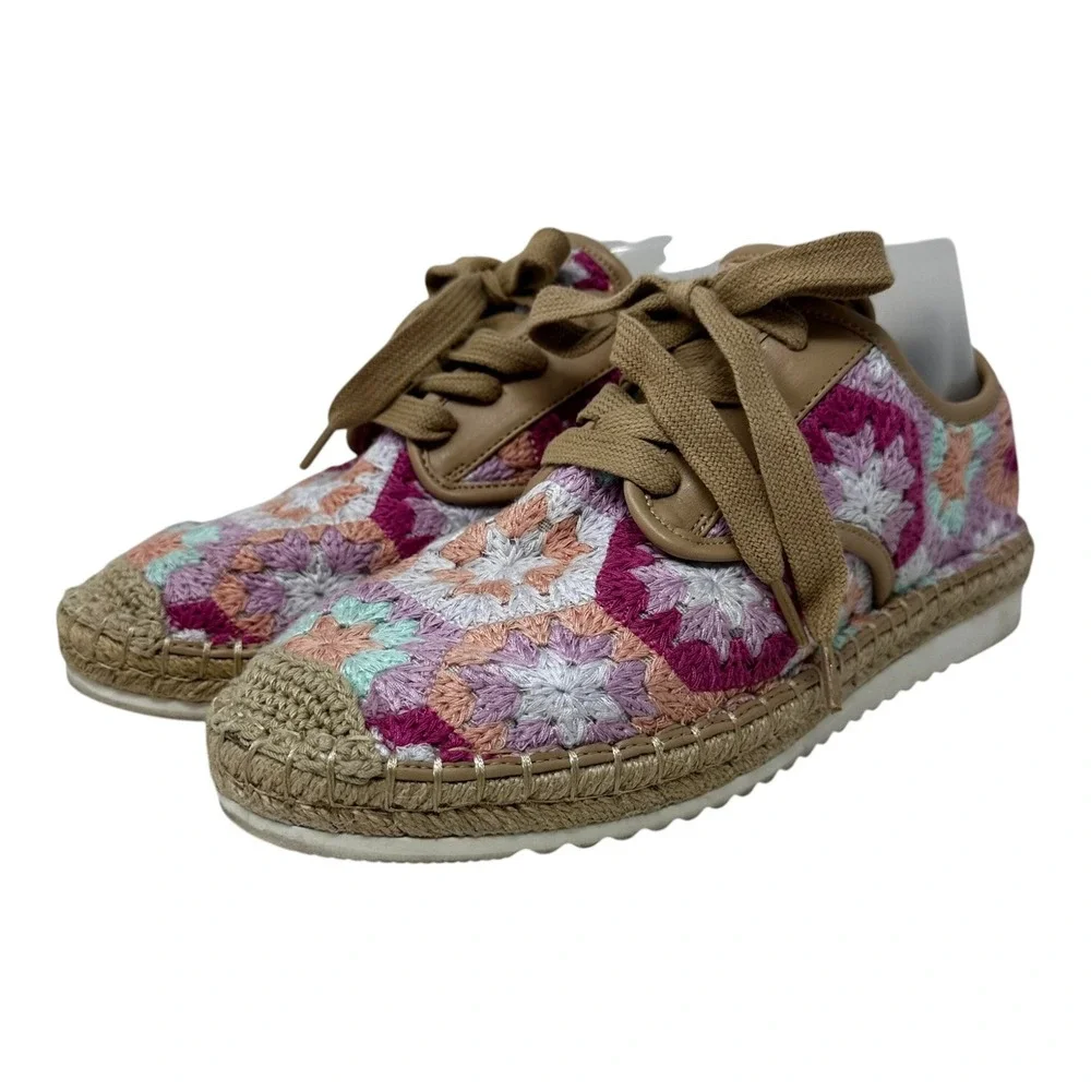 Espadrille Sneakers Womens Size 8M Pink Crochet Cottagecore Boho Whimsical Fairy